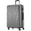 SUITLINE - Valigia rigida, bagaglio da viaggio rigido, TSA, 76 cm, ca. 96 litri, 100% ABS opaco, Argento