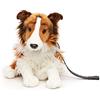 Uni-Toys - Collie a pelo lungo con guinzaglio, seduta - viso bianco-marrone - 27 cm (altezza) - cane di peluche, collie, animale domestico - peluche