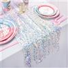 QueenDream Runner da tavola bianco: runner da tavola con paillettes iridescenti, 63 x 300 cm, lunghezza 3 m, tessuto glitterato per feste, matrimoni, estate, sirene, decorazioni di compleanno