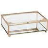 DRW Scatola rettangolare con coperchio in vetro e metallo in oro 18x14x6 cm