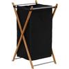 Household Essentials X-Frame Laundry Hamper, Bamboo Frame with Black Canvas Bag