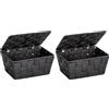 Wenko Cestino con coperchio Adria nero - cestino per il bagno, Polipropilene, 19 x 10 x 14 cm, Nero (Confezione da 2)