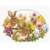 VERVACO Punto Croce Contato Conigli E Pulcini Decorativi Set Fai da Te Creativo Adulti Ricamo Casa Decor Arte da Parete Kit per Hobby Cross Stitch, Cotone, Multicolor, ca. 29 x 22 cm
