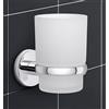 IPEA Porta Spazzolino Adesivo da Parete - Bicchiere - [ NON NECESSITA FORATURA ] - Design Moderno - Elegante Porta Spazzolini e Dentifricio da Muro da Incollare in Bagno, Doccia - Supporto Cromato