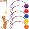 Vaileal 5 giocattoli per cani: palla da lancio con cordino, palla in gomma naturale, morbida ed elastica, con corda per cani grandi e piccoli, per catturare lanci larghi