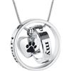VCCWYQK Collana con urna cremazione per Ceneri per Cane/Gatto, Forever in My Heart,No Longer by My Side,Collana con urna funebre con Stampa di Zampa (Acciaio)