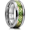 King Will Dragon Anello nuziale da uomo in carburo di tungsteno, 6 mm/8 mm, rosso, blu, verde, arancione, viola, argento, nero, azzurro, Mazarin, drago celtico, vestibilità comoda, 67.2 (21.4