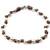 Spadarella Gioielli Spadarella spadino bracciale con pepite in argento 925 di diametro 6 mm e cotone nautico tortora/marrone.Fatto a mano.Unisex.Lunghezza 19cm.
