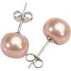 Vincent Paul ORECCHINI DONNA A BOTTONE 9-10 MM PERLE ACQUA DOLCE COLORE ROSA E ARGENTO 925