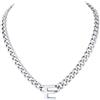 Richsteel Lettere A-Z Collana Uomo Argento Collana Cubana 7 MM Uomo Acciaio 46+5 CM Collana Iniziale Cuban Chain San Valentino Regalo Uomo
