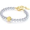 GAVU Bracciale Perle Uomo Donna, Bracciale Perle Grigie con Charm Bussola