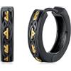 REDSUN Orecchini a cerchio vichinghi in argento Sterling 925 oro nero - Rune celtiche orecchini unisex uomo donna gioielli nordici stile gotico punk, ipoallergenici, regalo per uomini e donne