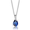MIORE Collana Donna, Goccia Zaffiro, Ciondolo Oro Bianco 9KT 375, Catenina Argento 925, Gioiello Anallergico, Elegante Portagioie