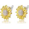 Clearine 925 Argento Trasparente Zirconia cubica Fiore di sole Hoop Orecchini Dianty Gioielli Regalo per Donne