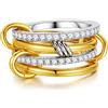 TINGN Set di anelli da donna impilabili, placcati in oro 14 carati, impermeabili, dorati, ipoallergenici, per donne e uomini, 49 mm