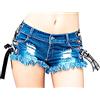 Inception Pro Infinite Shorts - Pantaloncini Donna Jeans - Sfilacciati - Strappati - Vita Alta - Sexy - Lacci - Mare - Corti - Ragazza - Colore Blu - Spiaggia - Taglia M