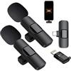 Veloray Microfono Lavalier Wireless per iPhone/iPad/Android, 2 Pack Mini Microfono per La Registrazione Video, Cancellazione del Rumore, per Registrazione Video, Live Steam, Intervista, YouTube, TikTok