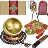 Artcome Set da meditazione tibetano 7 pezzi - campana tibetana tibetana e campanelle tibetane Tingsha fatte a mano in Nepal per meditazione, yoga, tranquillità, relax