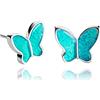 Dragon Porter Orecchini a Bottone Piccolo Lusso; Gioielli per Donne (Stile 27 - Farfalla Scintillante Celeste Argento)