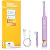 Vicloon Spazzolino Elettrico Bambini dai 5-12 Anni,Spazzolino Bambini con 2 Pezzi Testina Dello Spazzolinos e Timer Intelligente,Luce Colorate LED,Vibrazione Morbido,IPX7 Impermeabile,Comodo Manico