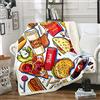 Loussiesd Coperta Sherpa a Tema Alimentare per Divano e Viaggio - Pizza, Hot Dog, Fsat Cibo Sfocato - Ultra Morbida in Pile, Decorazione Stanza, Peluche 127
