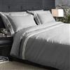 Mahome Completo Copripiumino Matrimoniale Cotone 100% Percalle 300TC - Bordino su balza - Sacco 250x200+40cm, Sotto 180x200x30cm, 2 federe con volant 50x80cm - Made in Italy (Grigio)