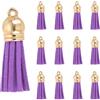 PATIKIL 1.5 Nappe Pelle Mini, 30Pz Ciondoli in Pelle Nappine Colorate Charm Portachiavi Con Cappuccio Dorato Per Decorative Borse Bracciali Creazione Gioielli Portachiavi, Viola Scuro