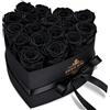 QHHENTOO 17 Rose Infinity, Regalo di Rose Nere Eterne per Donne, Rosa Conservata in Scatola a Forma di Cuore per Donne, Madre per Compleanno, Anniversario, San Valentino, Festa della Mamma, Natale