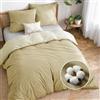 Dreamzie Copripiumino Una Piazza e Mezza Cotone Percalle - Set 3 Pezzi - Copripiumino 155x220 e 2 Federe 80x80 cm - Beige - Certificato Oeko-Tex