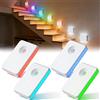 GBKDQQ Luce notturna con sensore di movimento, 4 pezzi, RGB 7 colori, sensore di movimento interno, ricaricabile, luce per scale, lampada notturna per bambini, per corridoio, camera da letto, cucina