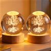LEKEFETO 2 sfere di cristallo da 60 mm, decorazione a forma di albero della vita, cristallo bianco, incisione laser, 60 mm, sfera di cristallo con base, per luce notturna, soggiorno, ufficio