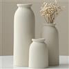 VIVIDFLOW Set di 3 piccoli vasi in ceramica per decorazione della casa e centrotavola in stile rustico da fattoria, mini decorativi (beige)