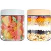 YUEYEE 2 contenitori in vetro con coperchio, 500 ml, con tappo a vite, per insalata, yogurt, budino, chutney, marmellata, vasetti riutilizzabili con coperchio come pentola per la colazione