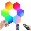 ThreeH Confezione da 6 app per applique esagonali e luci da gioco intelligenti con telecomando per l'arredamento del soggiorno della camera da letto