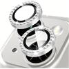 Coiwxmoi Protezione Fotocamera per iPhone 16/16 Plus,Pellicola Vetro Glitter Copri Telecamera Camera Proteggi Obiettivo HD Trasparente Lente Durezza 9H Anti-graffio Bling Diamond,Argento