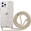 ZhuoFan Custodia con Cordino per Samsung Galaxy S25 Ultra 5G 6,8, Trasparente Aesthetic Leopard Disegni Cover con Collana Morbido Telaio in Silicone TPU PC Bumper Antiurto Case con Laccio, 01