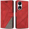 SONWO Cover per Honor 90 Smart 5G / Honor X7b 4G / 5G, Flip Custodia in PU Pelle, Cover a Libro Portafoglio con Slot per Schede e Supporto Stand per Honor 90 Smart 5G / X7b 4G / 5G, Rosso