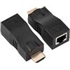 Yosoo Health Gear Convertitori HDMI, Estensori HDMI, 2 Pezzi da HDMI 30m a RJ45 Ripetitore Convertitore Extender Cavo su CAT-5e CAT6