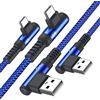 sweguard Cavo USB C [1 M/Set di 2] angolato 90 gradi di ricarica rapida cavo caricatore USB C 3A nylon intrecciato compatibile con i Phone15 Pro Max,Galaxy S23 S22,so ny Xperia, Huawei,Google Pixel, LG,Xiaomi
