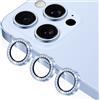 Coiwxmoi Protezione Fotocamera per iPhone 13 Pro/13 Pro Max,Pellicola Vetro Glitter Copri Telecamera Camera Proteggi Obiettivo HD Trasparente Lente Durezza 9H Anti-graffio Bling Diamond,Blu