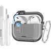 TiMOVO Custodia per AirPods Pro 3(2025) con Chiusura di Sicurezza,Cover Trasparente per Apple AirPod Pro 3a Generazione con Funzione Supporto per Telefono,Kit di Pulizia e Portachiavi,Trasparente Nero