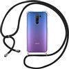 ISOI La Custodia Trasparente per Cellulare per Xiaomi Redmi 9 con Cordino può Essere trasportata Casualmente Come Una Borsetta o Una Tracolla Quando esci - Nero