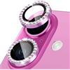 Coiwxmoi Protezione Fotocamera per iPhone 16/16 Plus,Pellicola Vetro Glitter Copri Telecamera Camera Proteggi Obiettivo HD Trasparente Lente Durezza 9H Anti-graffio Bling Diamond,Rosa