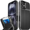 VENA vCommute Cover a Portafoglio per Apple iPhone 16 (6.1), (Grado Militare, Card Slot) Flip Custodia Case Cover Protettiva Pelle con Kickstand - Nero
