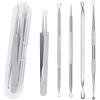 SHW Set di 5 attrezzi per la rimozione di punti neri, acne, comedoni, brufoli, brufoli, con custodia in metallo
