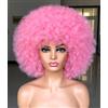 ISAMY Parrucche afro 70 per donne nere, parrucca corta afro kinky, bouncy, enormi fluffy puff parrucche sintetiche premium per cosplay e quotidiano (rosa)