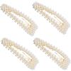 YFTRFR 4 Pezzi Fermaglio per Capelli con Perla, Metallo Mollette Becco d'anatra Accessori Decorativi per Ragazze Moglie Regalo, Linea di Partito, Matrimonio, Stile Quotidiano(Bianco Perla)