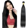 AiPliantfis Straight Human Hair Bundle Capelli Veri Tessitura 1 Bundle Human Hair Extension Capelli Umani 100g/PC Double Weft Natural Black for Woman 16 Pollici