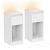 VASAGLE Set di 2 Comodini Stretti, Tavolini, con Illuminazione LED, 1 Porta USB-A, 1 Porta USB-C, Cassetto e Scomparto Aperto, per Camera da Letto, Soggiorno, Bianco Nuvola/Giallo Mandorla e Bianco