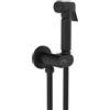 Wunderbad SOHO Set Doccetta WC/Bidet Nero Opaco - Kit Completo in Ottone Massiccio con Valvola di Arresto Integrata, Supporto a Muro e Flessibile da 120 cm - Solo per Acqua Fredda